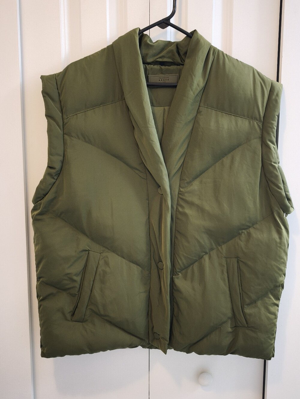 BLANKNYC Olive Oversized Puffer Vest Medium Green Utility Streetwear